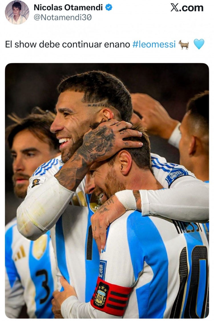 开云-奥塔门迪社媒晒与梅西合影：让你精彩纷呈的演出继续吧，GOAT